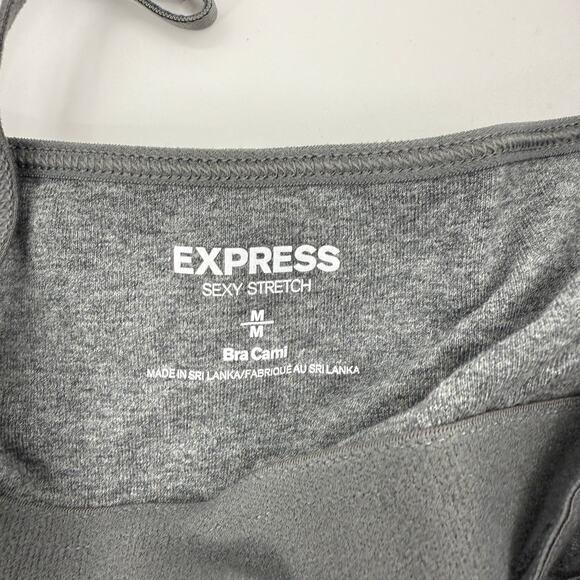 EXPRESS Lace Trim Bra Cami Tank Top Size M Dark Grey Stretch Romantic Preppy Y2K - Picture 3 of 6